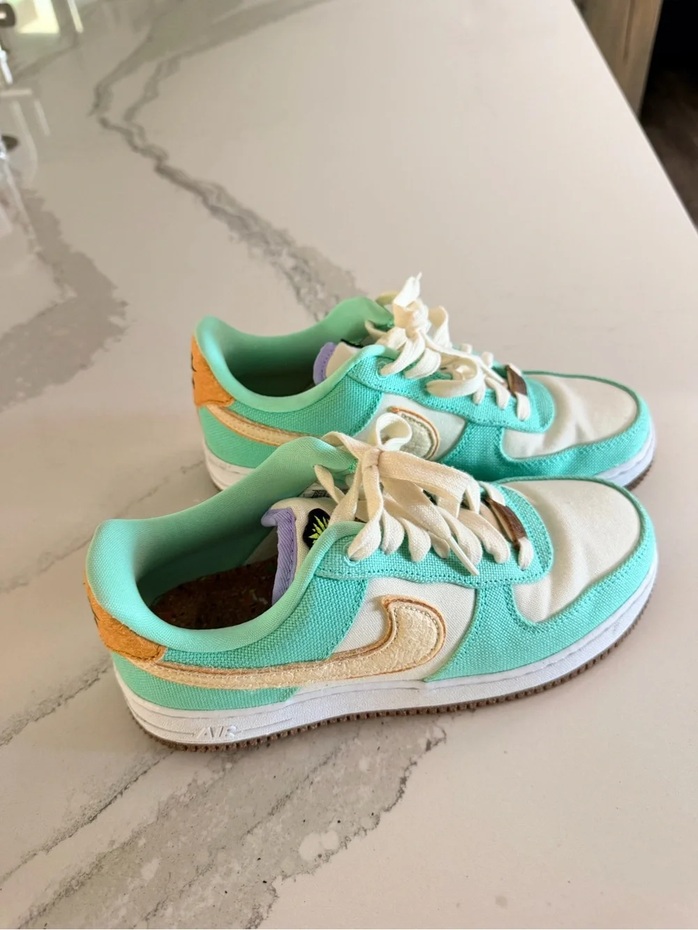 Nike Mint Green and Cream Sneakers - Pineapple leather - vegan